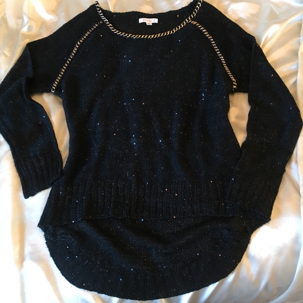 Women’s black chain trim sweater Medium